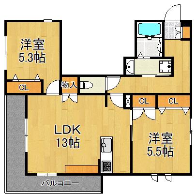 VISTA(2LDK/3階)の間取り写真