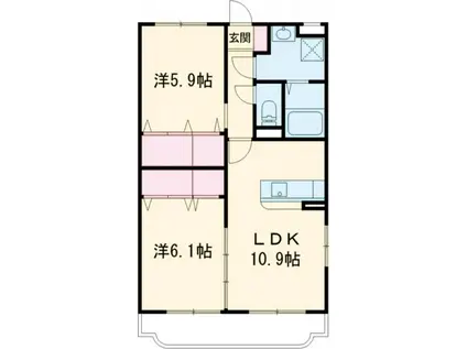 はなみずきII番館(2LDK/2階)の間取り写真