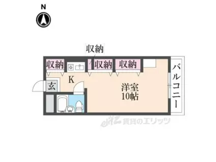 近鉄奈良線 新大宮駅 徒歩15分 4階建 築41年(ワンルーム/3階)の間取り写真