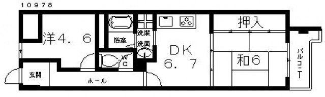 メルディアキューブ桜井(2DK/3階)の間取り写真