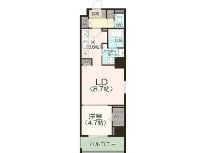 POLICUADRO TOWER I(1LDK/6階)の間取り写真