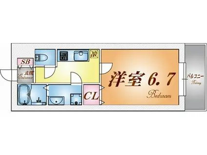 ソルディア垂水(1K/3階)の間取り写真