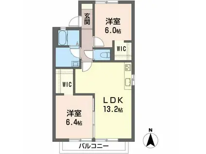 グリーンとぴあIII C(2LDK/2階)の間取り写真