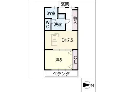 メゾンミズタ(1DK/2階)の間取り写真