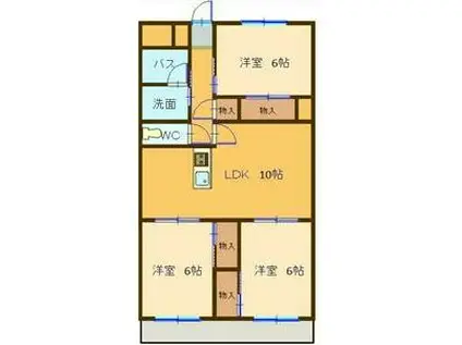 グランド三栄(3LDK/1階)の間取り写真