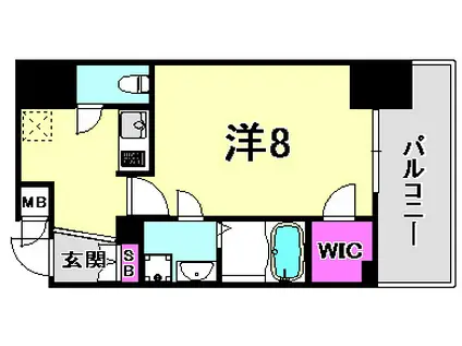 ララプレイス三宮ルミナージュ(1K/13階)の間取り写真