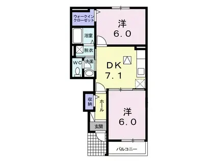 ソレイユ I(2DK/1階)の間取り写真