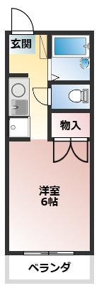 イマージュA(ワンルーム/2階)の間取り写真