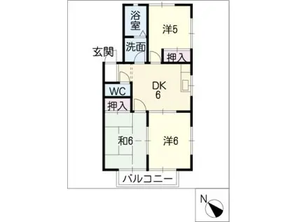 JハイツB(2LDK/1階)の間取り写真