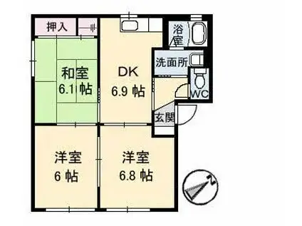 ミラベル焼山中央 A(3DK/1階)の間取り写真