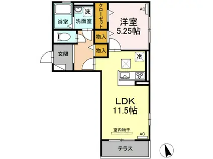 カーサTEN(1LDK/1階)の間取り写真