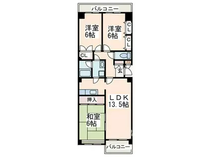 エミネンスみたけ台(3LDK/3階)の間取り写真