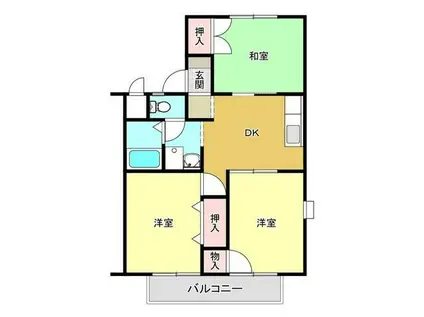 ガーデンシティ海老名A棟(3DK/2階)の間取り写真