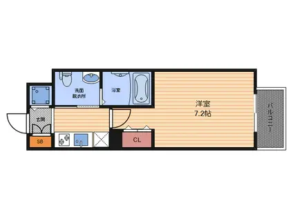 グランルージュ中之島南(1K/6階)の間取り写真