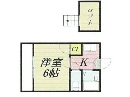 ドエル・ミツバ緑ヶ丘A棟(1K/1階)の間取り写真