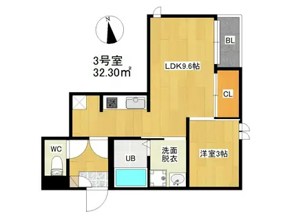 G-STYLE筑紫野I(1LDK/2階)の間取り写真