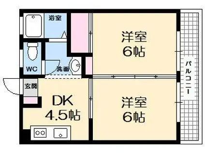 第3イスズビル(2DK/2階)の間取り写真