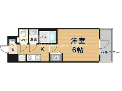 プレサンス深江橋ラヴィゲート(1K/7階)の間取り写真