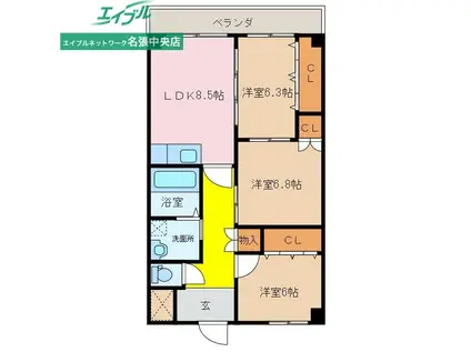 フレアグレイス(3LDK/3階)の間取り写真