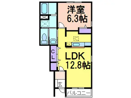 コンフォートA(1LDK/1階)の間取り写真