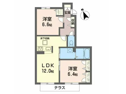 シャーメゾン南田宮(2LDK/1階)の間取り写真