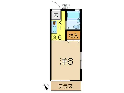 ビューラー大久保D(1K/1階)の間取り写真
