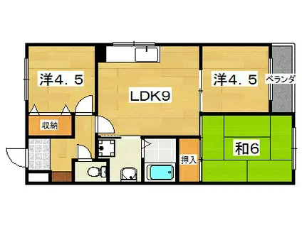 ファームハイツ(3LDK/1階)の間取り写真