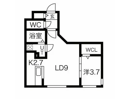 ラ・エスペランス麻生(1LDK/1階)の間取り写真
