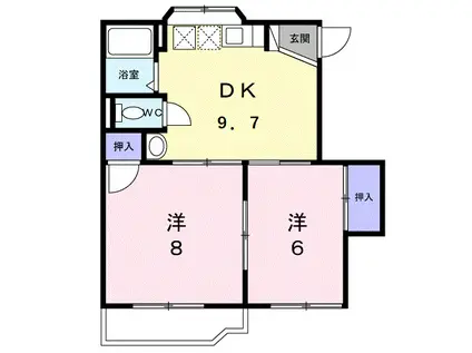 グリーンハイツA(2DK/2階)の間取り写真