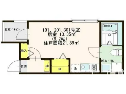 シャルムメゾン(ワンルーム/1階)の間取り写真