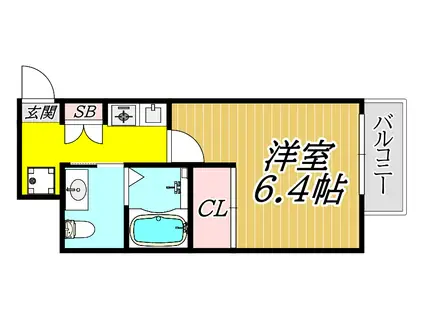 SWISS立花(1K/6階)の間取り写真