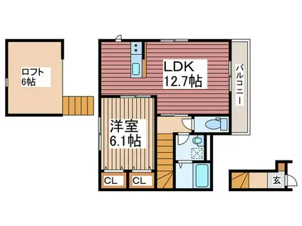 ル・レーヴ・ドゥ・タカ(1LDK/2階)の間取り写真