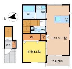 ラグーナ坂元(1LDK/2階)の間取り写真
