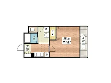 パーシモン茨木(1K/1階)の間取り写真