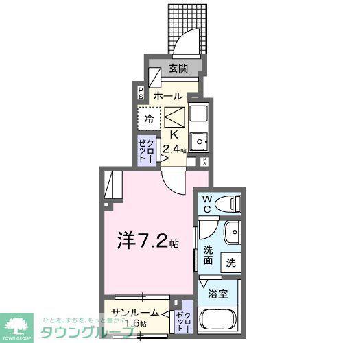 ヒカルサ熊谷石原サウス(1K/1階)の間取り写真