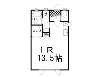 サボテンハウス(ワンルーム/2階)の間取り写真