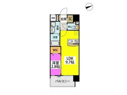 アスミール野芥(1LDK/12階)の間取り写真