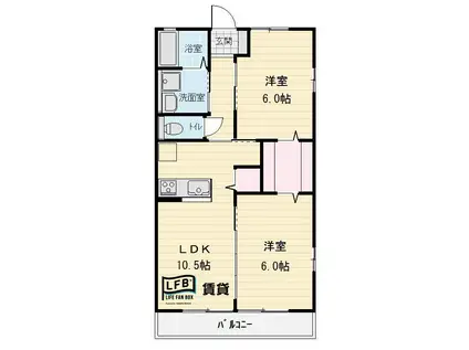 LE CIEL BLUE I(2LDK/2階)の間取り写真