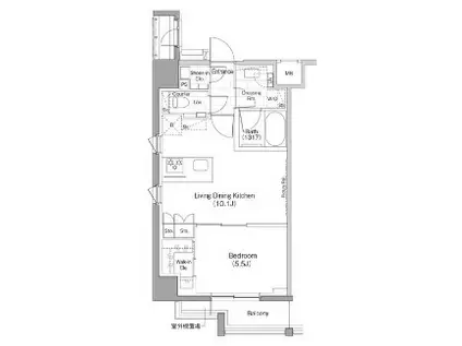 ザ・パークハビオ早稲田(1LDK/3階)の間取り写真