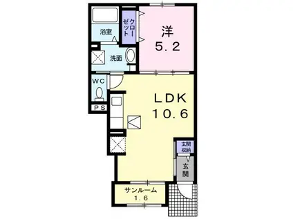 レジデンス オリオン III(1LDK/1階)の間取り写真