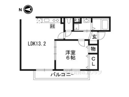 エクセラン・ソワ(1LDK/2階)の間取り写真