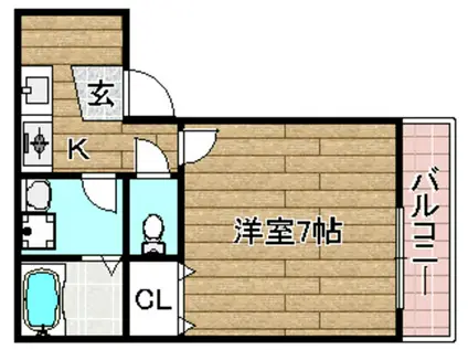 メゾネット21(1K/2階)の間取り写真