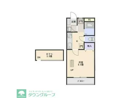 堤ハイツII(1K/2階)の間取り写真