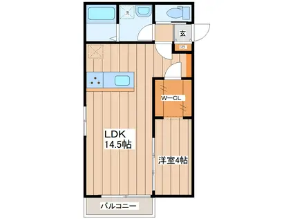 LINO小松島(1LDK/2階)の間取り写真