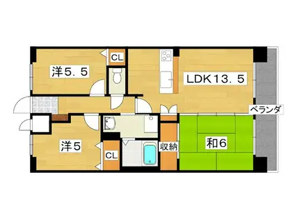 Mプラザ枚方弐番館(3LDK/5階)の間取り写真