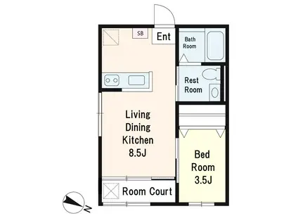 SUMIRE(1LDK/2階)の間取り写真