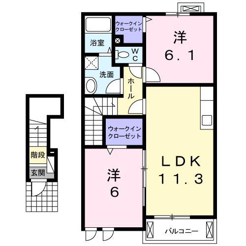グローヴ・II(2LDK/2階)の間取り写真