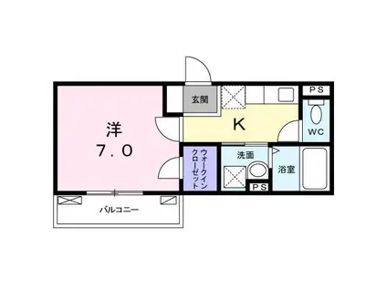 フロール デ セレッソ(1K/2階)の間取り写真