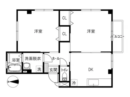 ノーブル198(2DK/2階)の間取り写真
