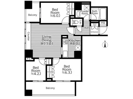 アクシア八王子(3LDK/20階)の間取り写真